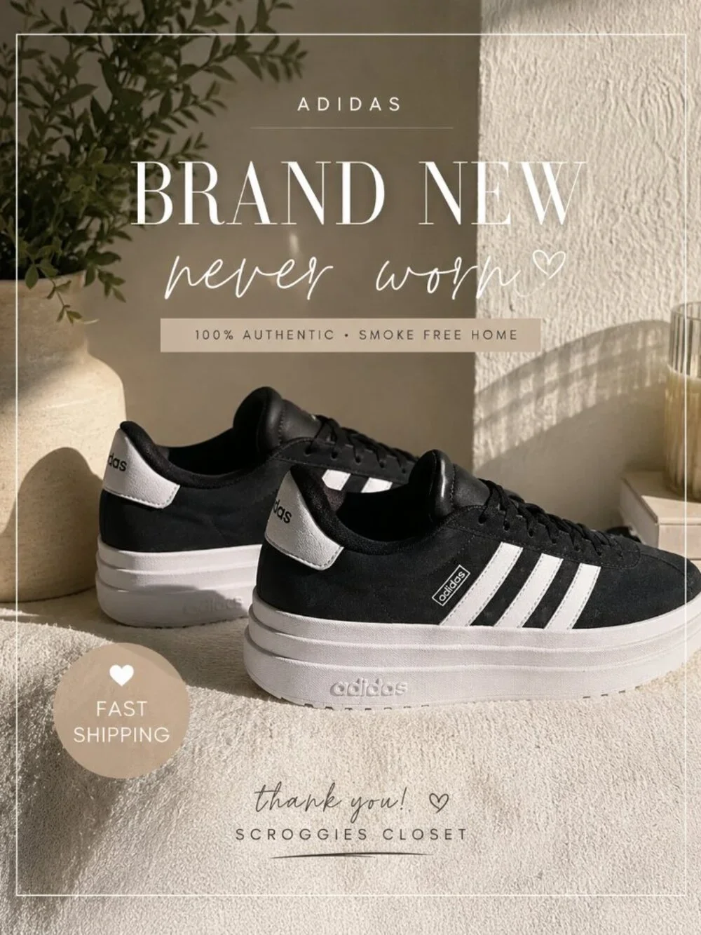 Adidas Platform Sneakers Black/White | Brand New | Women’s